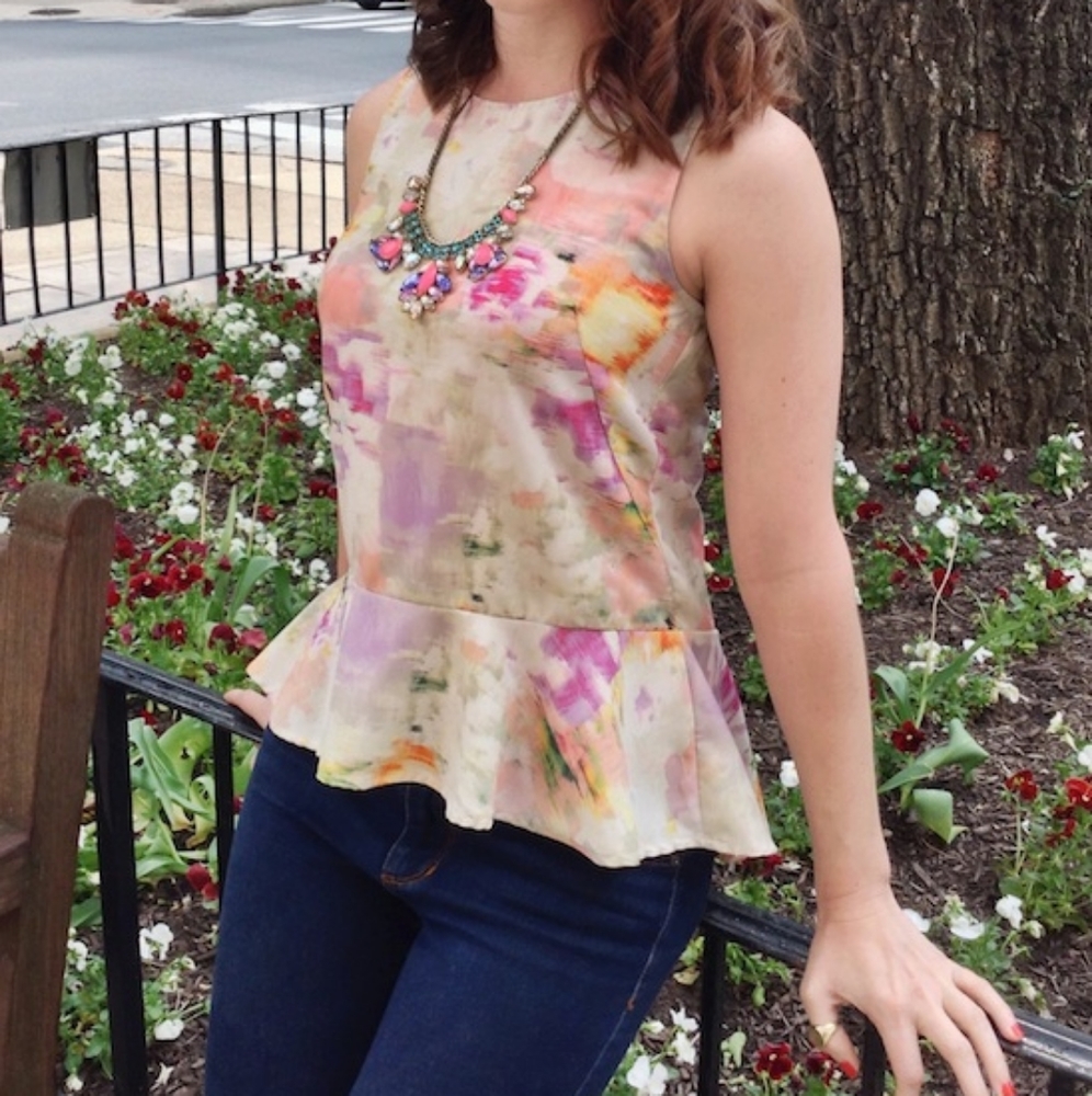 H&M Watercolour Peplum Top